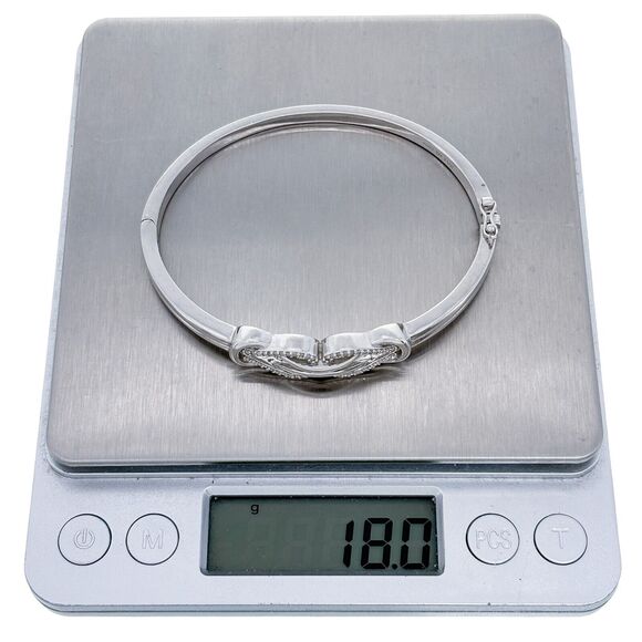 Vintage PAJ Sterling Silver 925 Diamond 0.24tcw Infinity Knot Bangle Bracelet 7" - Picture 8 of 8